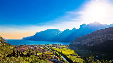 Nature Landscape Mountains Lake Rocks Clouds Sky Grass Field