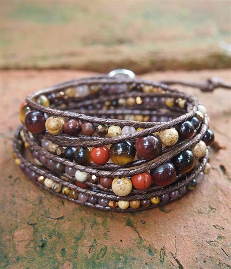 5 Times Wrap Bracelet Brown Mix Boho Bracelet Bohemian Etsy