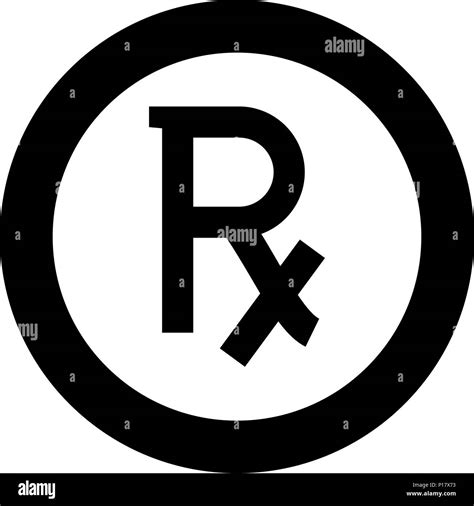 Rx Symbol Prescription Icon Black Color In Circle Round Vector I Stock