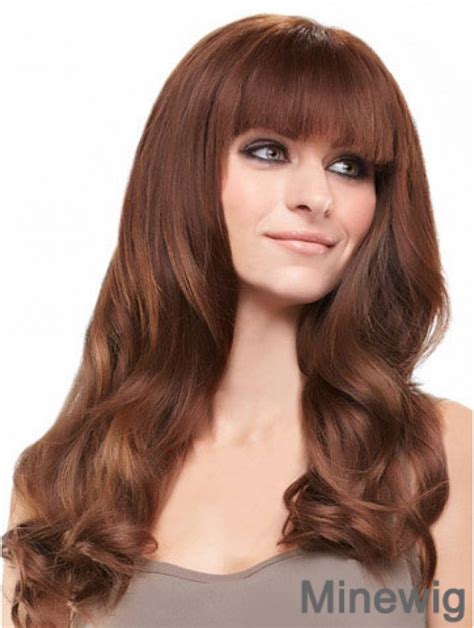 Auburn Long Beautiful Straight With Bangs Lace Wigs