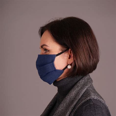 Pure Linen Face Mask Reusable Royal Blue Shop With Veta