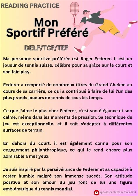 MON SPORTIF PRÉFÉRÉ Basic french words Learn french French language