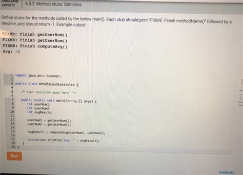 Solved At Method Stubs Statistics Define Stubs For The Chegg