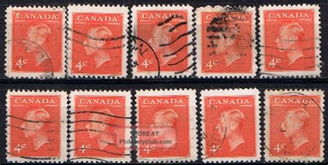 Canada 306 38 1951 4 Cent Orange George Vi 10