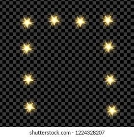 Gold Bright Glowing Shining Star Flares Stock Vector Royalty Free