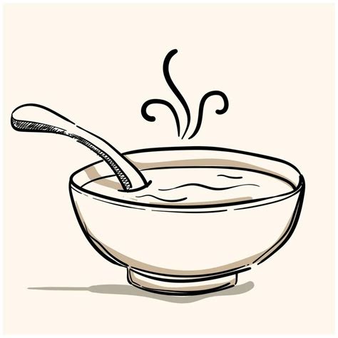 Bowl Of Hot Soup Hand Drawn Doodle Icon Miso Soup Vector Sketch Illustration Cartoon In