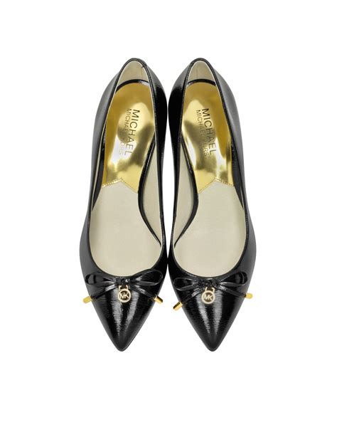 Lyst Michael Kors Nancy Black Patent Leather Mid Pump In Black