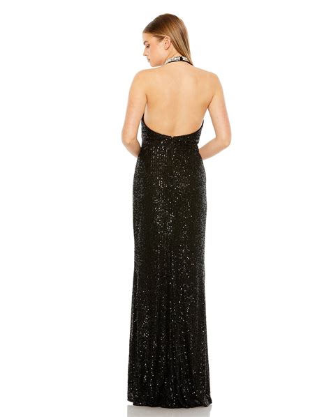 Halter Keyhole Sequin Gown Mac Duggal