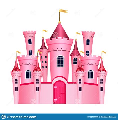 Cute Princess Castle Isolated On White Background Vector Illustration