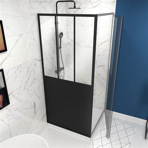 Paroi De Douche FABRIK PIVOTANTE Noir 90 X 200cm Aluminium