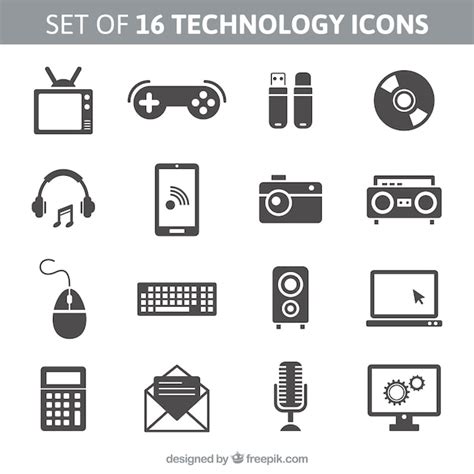 Conjunto de 16 iconos de la tecnología Descargar Vectores gratis