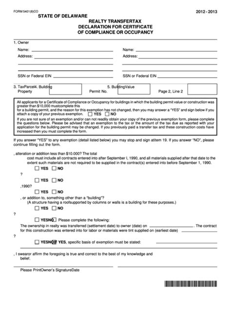 Fillable Form Co Realty Transfer Tax Declaration For