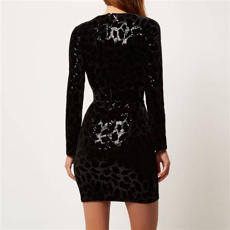 River Island Black Sparkly Sequin Bodycon Party Dress Lyst