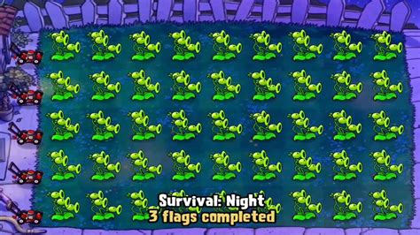 Plants Vs Zombies Survival Night All Repeater Vs All Zombies