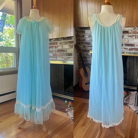 S Vintage Sheer Blue Lingerie Set Etsy