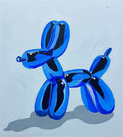 balloon dog painting   moore abstract balloon dog design blue
