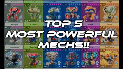 Top Most Powerful Mechs In Mech Arena Youtube