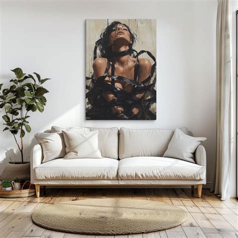 Ensnared Beauty Erotic Nude Female Art Sensual Woman Wrapped In Ribbons Emotional