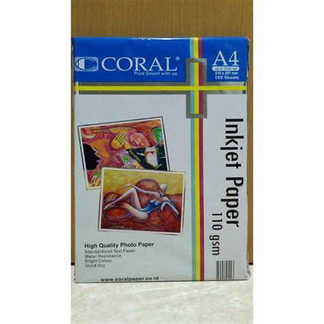 Jual Kertas Photo Inkjet Paper A Gsm Coral Isi Lbr