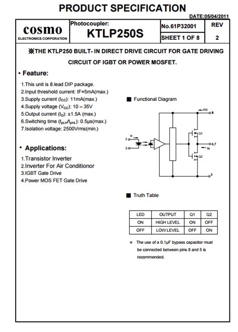 TLP250 SOIC 8 SMD Mosfet Sürücü Çıkışlı Optokuplör