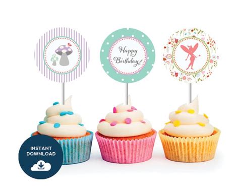 Instant Download Woodland Fairy Cupcake Toppers Instant Download