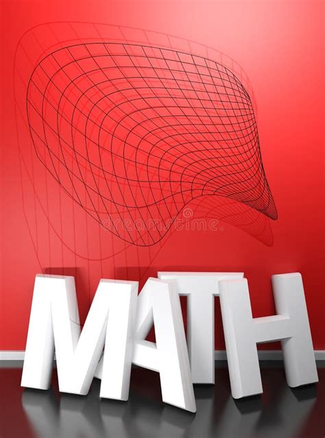 Math 3d White Write At Red Wall 3d Rendering Stock Illustration