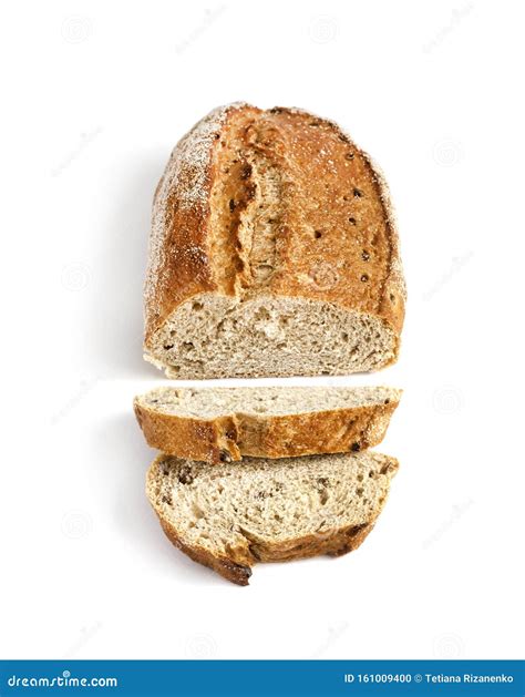 Loaf of Whole Wheat Bread with Slices Isolated on White Stock Photo ...