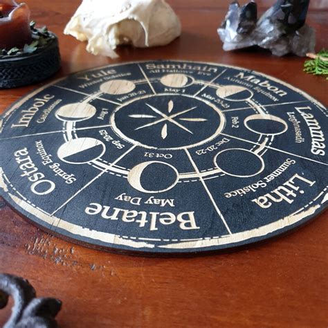 Moon Phase Wheel Of The Year Pagan Witch Calendar Board Etsy