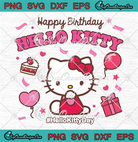 Happy Birthday Hello Kitty Svg Hello Kitty Day Svg Birthday Girl