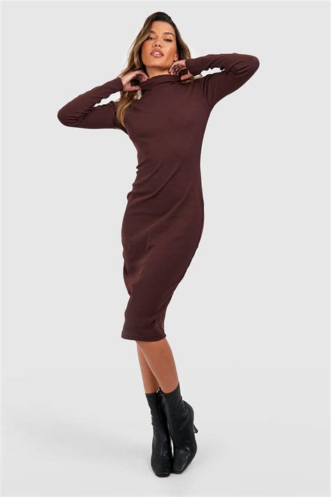 Roll Neck Long Sleeve Midi Dress Boohoo Uk