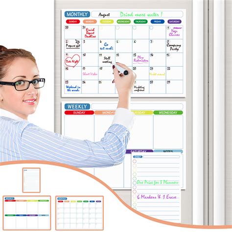 Herrnalise Dry Erase Calendar Kit Magnetic Calendar For Refrigerator