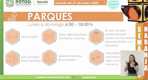 Slp Vuelve A Sem Foro Naranja Difunden Medidas Restrictivas Que