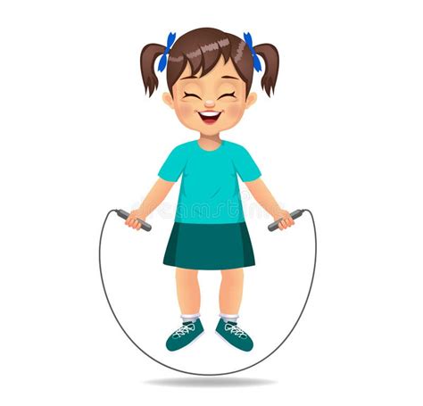 Cute Girl Jumping Skipping Rope Stock Illustrations 304 Cute Girl