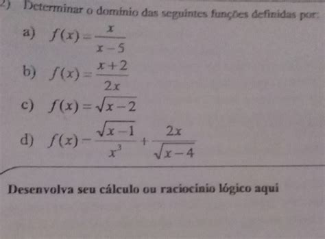 Determine O Domínio Das Seguintes Funções