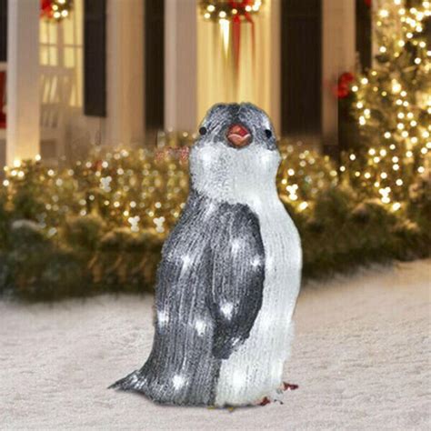 Christmas Garden Decoration Penguin Lights Acrylic Led Lamp Stake