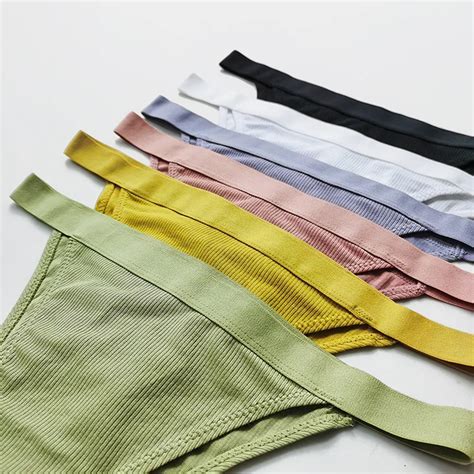 Women S Panties Thong Low Waist Sexy Cotton Ribbed G String Lingerie Brief Seamless Panty Women