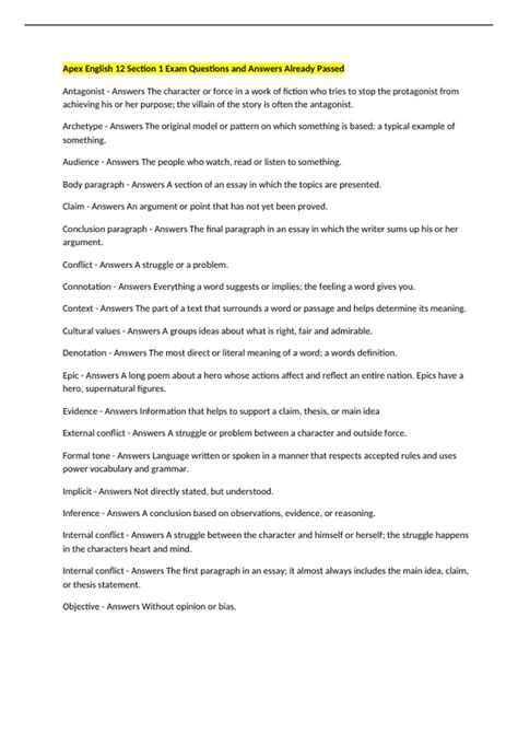 Apex English 12 Answers