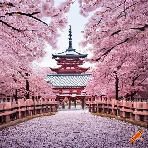 Japan Cherry Blossoms Temple On Craiyon