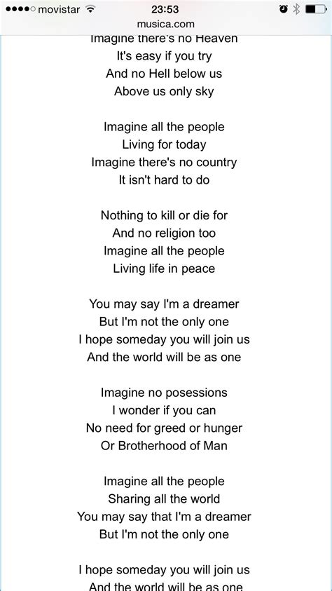 Letra De John Lennon Imagine Tradução