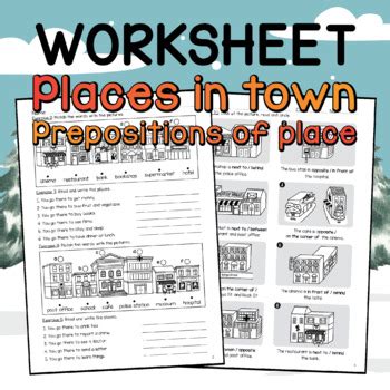 Worksheet Places In Town And Prepositions Of Place For Grade Th Th