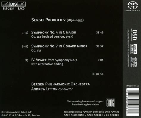 Release Symphonies Nos By Prokofiev Bergen