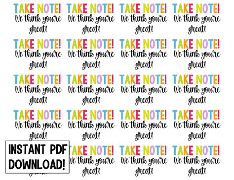 Note Appreciation Printable - Etsy