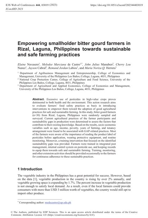 PDF Empowering Smallholder Bitter Gourd Farmers In Rizal Laguna