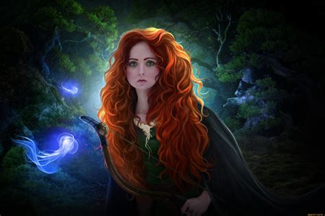 Brave, Princess Merida, long hair, redhead, Disney, fantasy art