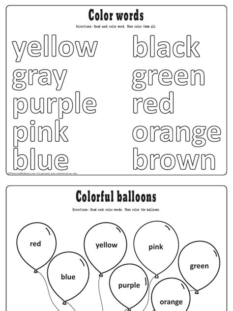 Color Words Worksheets | PDF | Color | Light