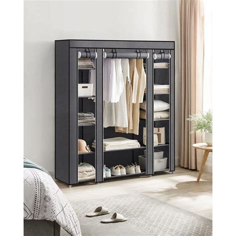 Buy Songmics Grey LSF03G Fabric Wardrobe for Home, Living Room, Drawing Room (150x45x175cm ...