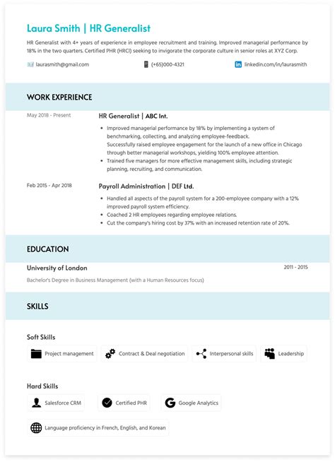 Human Resources Resume Examples (Templates, Skills & Tips) | CakeResume