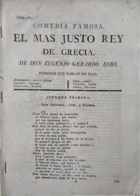 Eugenio Gerardo Lobo El más justo Rey de Grecia 1797 Librería