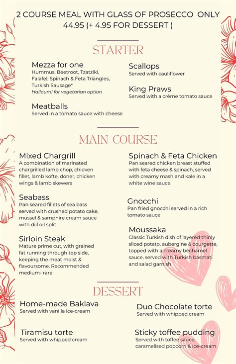 Valentines Day Menu LA TURKA BISTRO