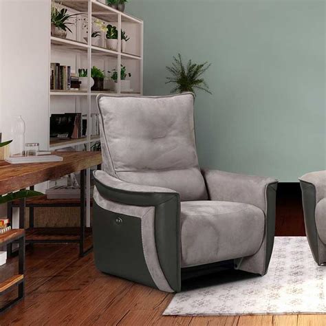 Fauteuil Relax Electrique Cuir Tissu Gris Zealand